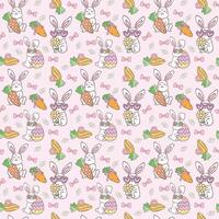 Easter Pattern Seamless retro Easter Eggs in retro doodle drawing isolated on background. vector