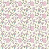 Festive Groovy Easter Pattern Seamless retro Easter Eggs in retro doodle drawing vector