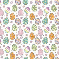 Retro Easter Pattern Seamless retro Easter Eggs in retro doodle drawing isolated on background. vector