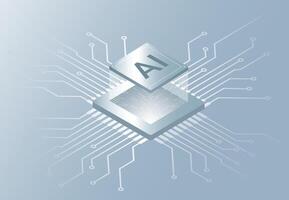 AI chip isometric view, technology, Innovation, machine learning, neural network, Artificial Intelligence. vector