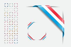 Minimalistic Design with Colorful Rounded Frames and Ribbon Elements vector