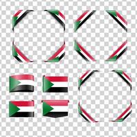 Sudan corner national flag with shadow vector