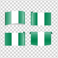 Nigeria tags national flag with shadow vector