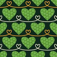 Seamless pattern with traditional elements of St. Patrick's Day. Iillustration on green background. vector