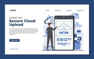 upload concept Flat design illustration concept of cloud data storage. site design template. vector