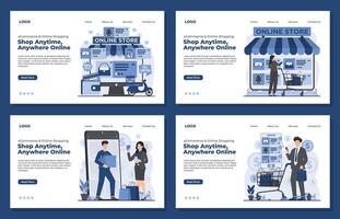 Landing page template online shopping concept ecommerce transactions digital marketplace payment vector