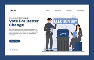 Flat design illustration concept of Election campaign website landing page template. vector