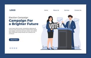 Flat landing page design template of election campaign in flat style vector