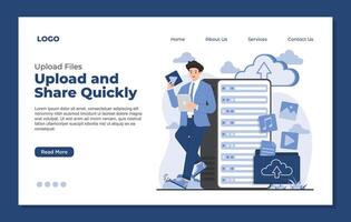 upload concept Flat design concept for website and mobile website illustration. vector