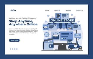 Flat design illustration concept of online shopping and e-commerce. Landing page template. vector
