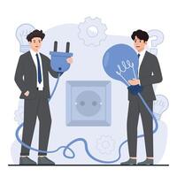 team brainstorming concept idea generation, and creative inspiration business project teamwork vector