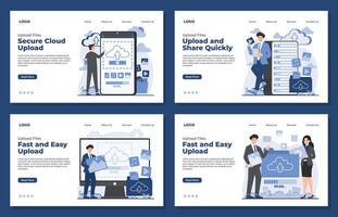 landing page template cloud computing upload concept data transfer online storage digital connectivity image file vector