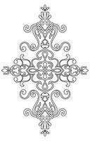 Traditional ikat carpet motif, dynamic abstract lines on white for graphic decoration. vector