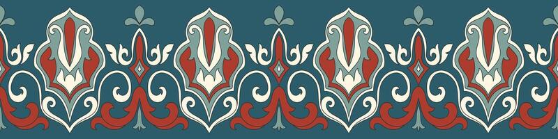 Intricate tribal-inspired abstract border pattern for textile and fabric decoration. vector