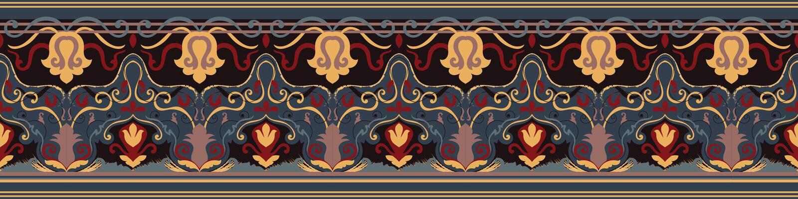 Elegant yellow frame pattern, perfect for textiles and ornamental carpet designs.