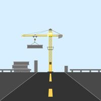 Tower crane stacks concrete blocks. vector