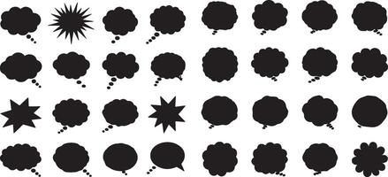 A collection of black speech bubbles vector