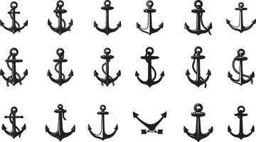 An assortment of anchors on a white background vector