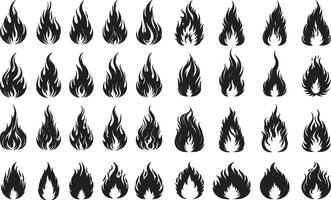 A set of different types of fire flames vector