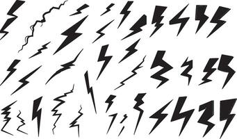 A set of lightning bolts on a white background vector