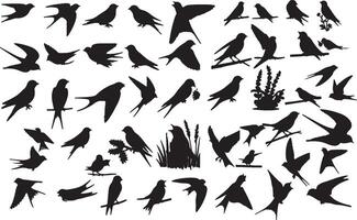 A collection of silhouettes of birds vector
