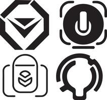 Technology Logo Icons Set in Monochrome Style vector