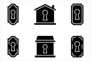keyhole icon, door lock, Security, protection line and editable stroke, flat icon set isolated on white background. vector