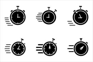 quick time icon set, fast deadline, illustration on white backgrond. vector
