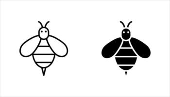 Bee icon set, on white background, vector