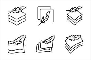 fabric with feather filler icon set, high comfort structure, less weight, illustration on white background vector