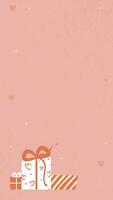 Set of Valentine's Day gift boxes.Pink background with empty space for text.Promotion. Vertical Template for cards,invitations, banners.Love and Valentine's day concept. vector