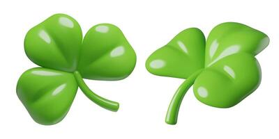 Green three leaved clovers 3d icons vector