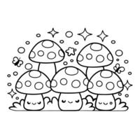 Cute Mushroom with line art Design Concept vector