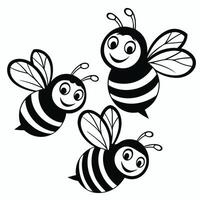 Selection of hand drawn bees set in different styles vector