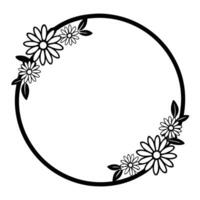 Elegant wavy black floral frame line pattern with fluid and organic shapes. vector