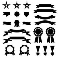 Ribbon banners, blacktemplate labels set. Blank for decoration graphic. vector