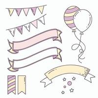 A Collection of Eight Colorful Blank Ribbons and Banners in Various Shapes and Styles illustration. vector