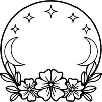 Minimalist abstract floral frame design with gentle wavy line formations vector