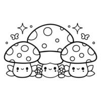 Cute Mushroom with Flat Design Concept set. vector