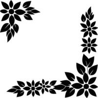 Dynamic abstract wave black floral frame pattern with smooth curved flow vector