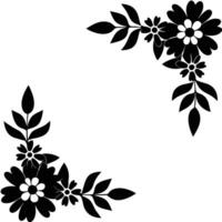 Abstract floral frame black design with wavy organic elements vector