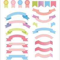 A Collection of Eight Colorful Blank Ribbons and Banners in Various Shapes and Styles. vector