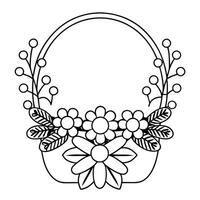 Aesthetic organic floral frame pattern with wavy flowing curved lines vector