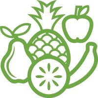 Fruits drawn green by a line on a white background. vector