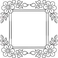 Dynamic abstract wave floral frame pattern with smooth curved flow vector