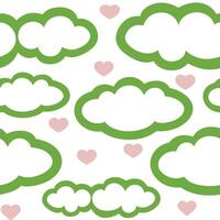 Soft round cartoon fluffy clouds in bubble shape in blue sky. Rounded cumulus mock up. vector