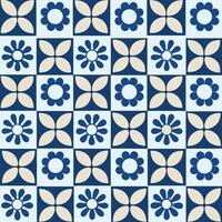 Retro floral pattern green and white color scheme vector