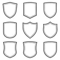 Set of shield icon. Collection line art of security shield icons. Protect shield security line icons. Badge quality symbol, sign, logo or emblem. vector