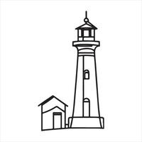 one line Continuous one simple single abstract line drawing of lighthouse icon in silhouette on a white background silhouette on white background vector