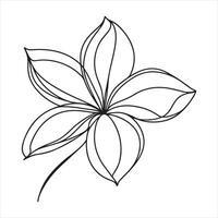 Single one line lily flower in single continuous line drawing style black silhouette on white background vector